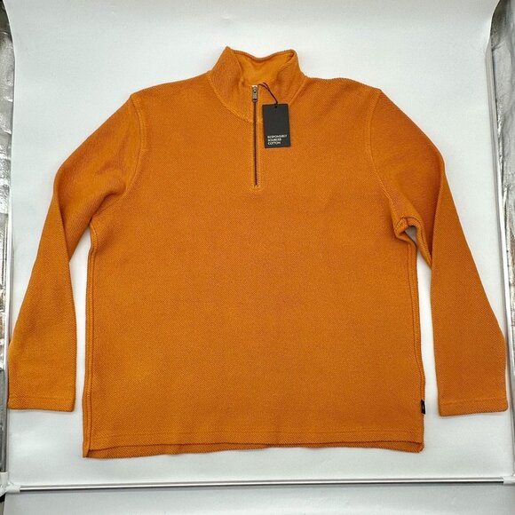 Ted Baker London Millom Men's Size 6/XXL Orange Textured Half Zip Jumper Sweater - Picture 2 of 14